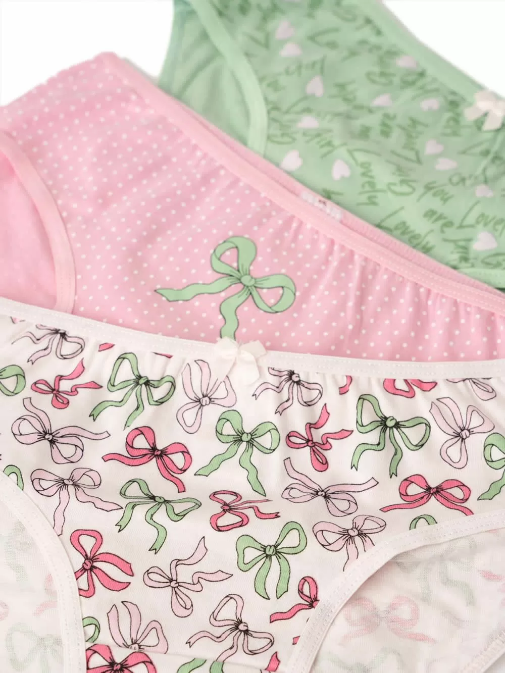 Παιδικό Σλιπ MINERVA για Κορίτσι Bows - 100% Αγνό Βαμβάκι - Πακέτο με 3