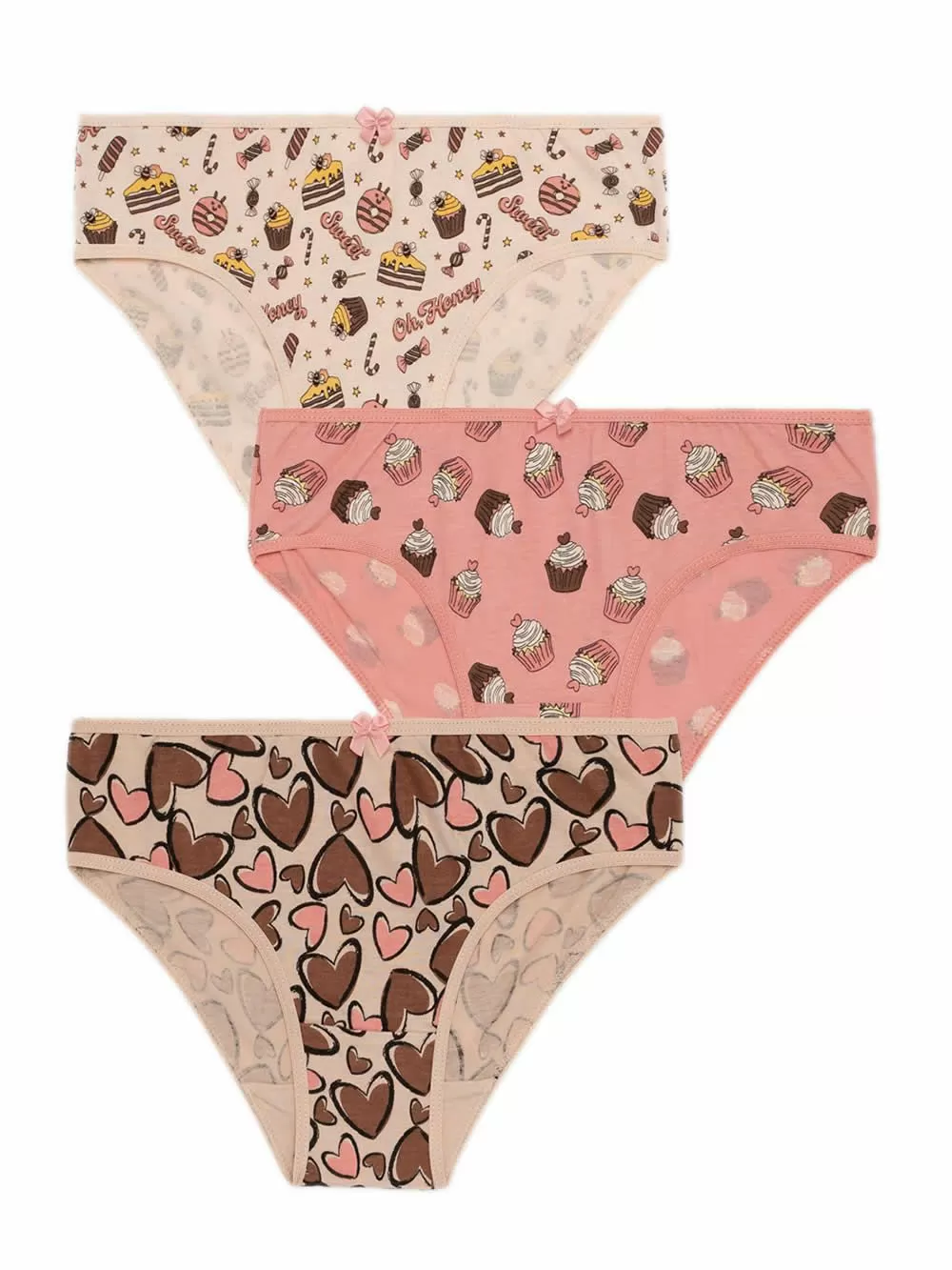 Παιδικό Σλιπ MINERVA για Κορίτσι Cup Cakes - 100% Αγνό Βαμβάκι - Πακέτο με 3