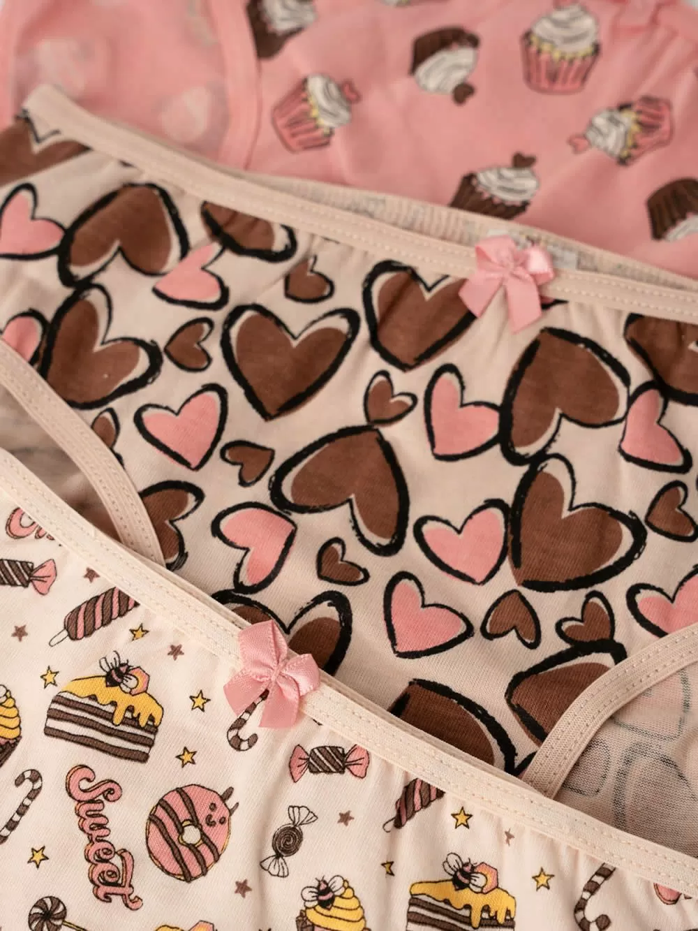 Παιδικό Σλιπ MINERVA για Κορίτσι Cup Cakes - 100% Αγνό Βαμβάκι - Πακέτο με 3