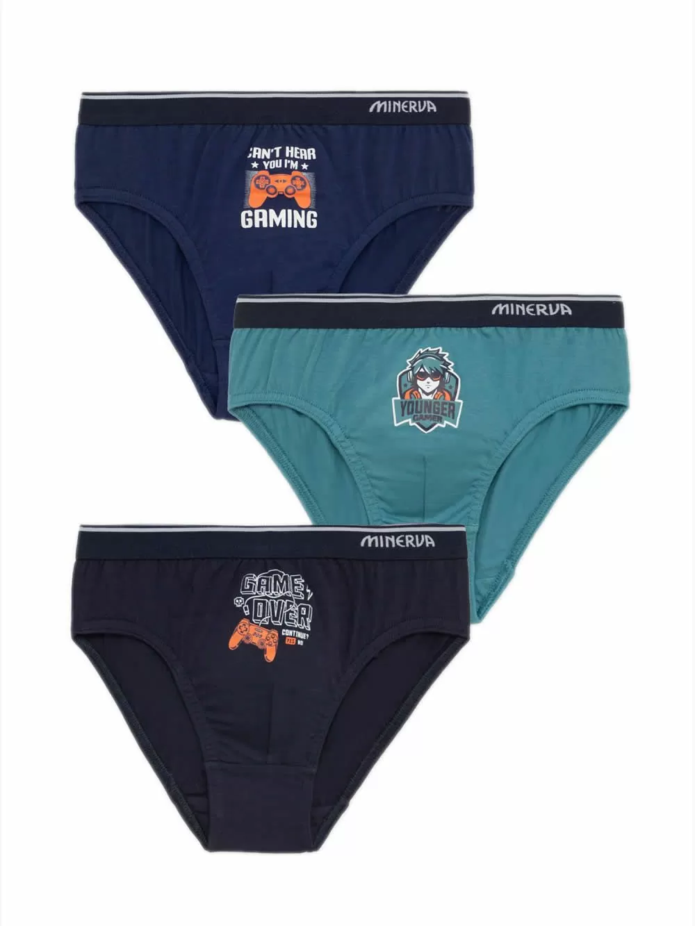 Παιδικό Σλιπ MINERVA για Αγόρι Gamer - 100% Αγνό Βαμβάκι - Πακέτο με 3