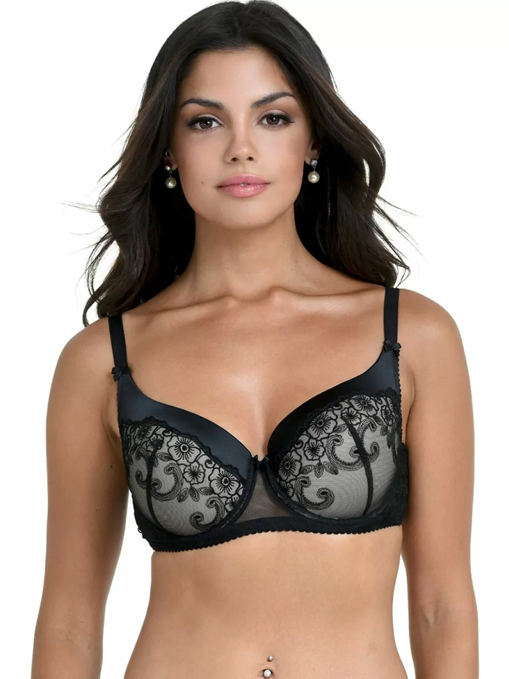 Σουτιέν MISS ROSY Push Up - Μπανέλα - Floral Σχέδιο & Δαντέλα 