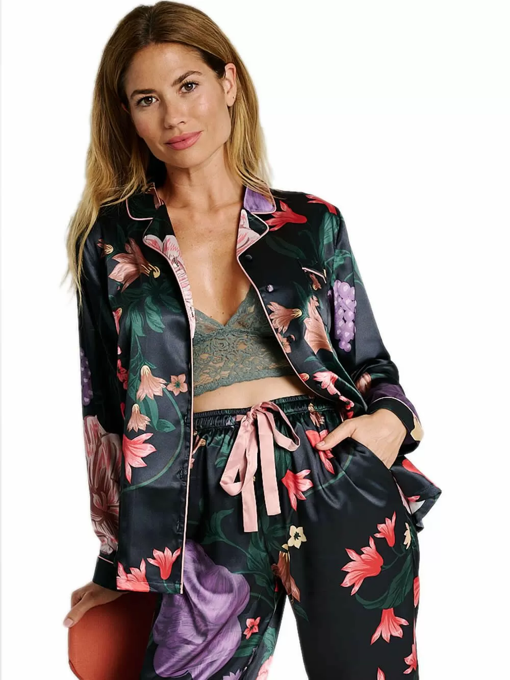 Γυναικεία Πυτζάμα Πολυτελείας MUYDEMI Floral - Απαλό Σατέν