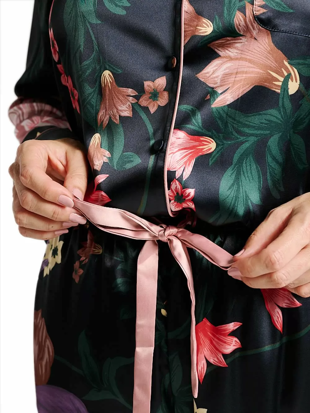 Γυναικεία Πυτζάμα Πολυτελείας MUYDEMI Floral - Απαλό Σατέν