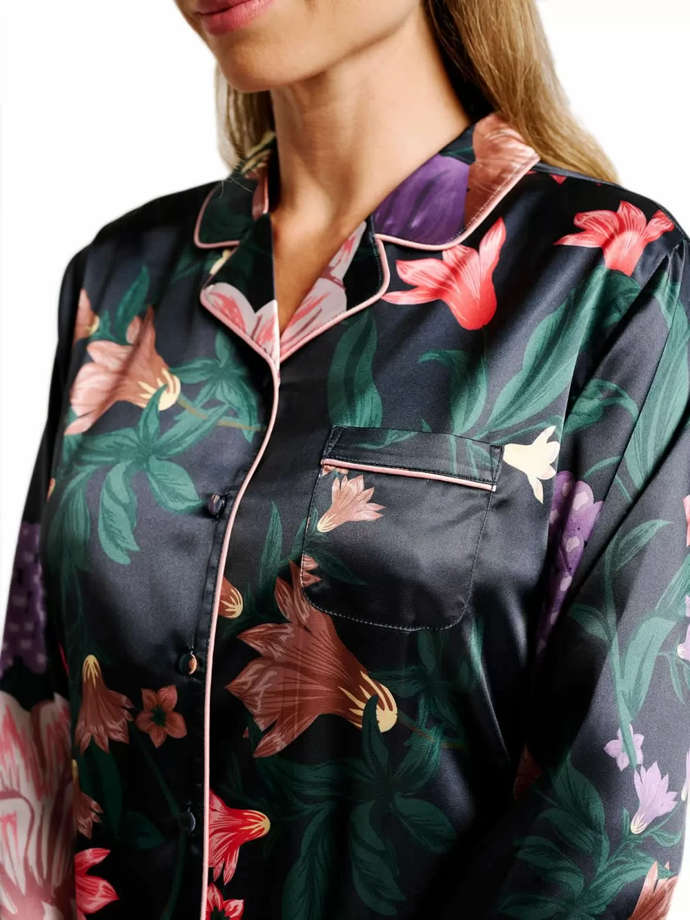 Γυναικεία Πυτζάμα Πολυτελείας MUYDEMI Floral - Απαλό Σατέν