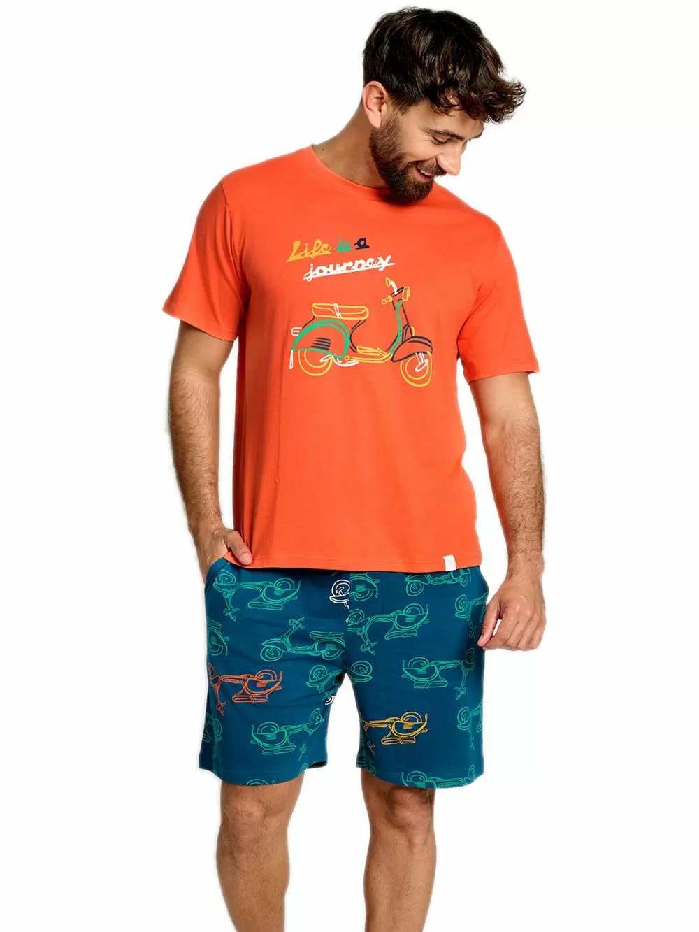 Ανδρική Πυτζάμα MUYDEMI Journey - 100% Βαμβακερή - Σχέδιο Vespa