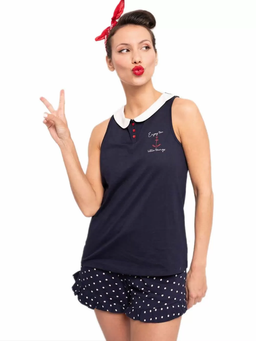 Γυναικεία Πυτζάμα MUYDEMI PinUp - 100% Βαμβακερή