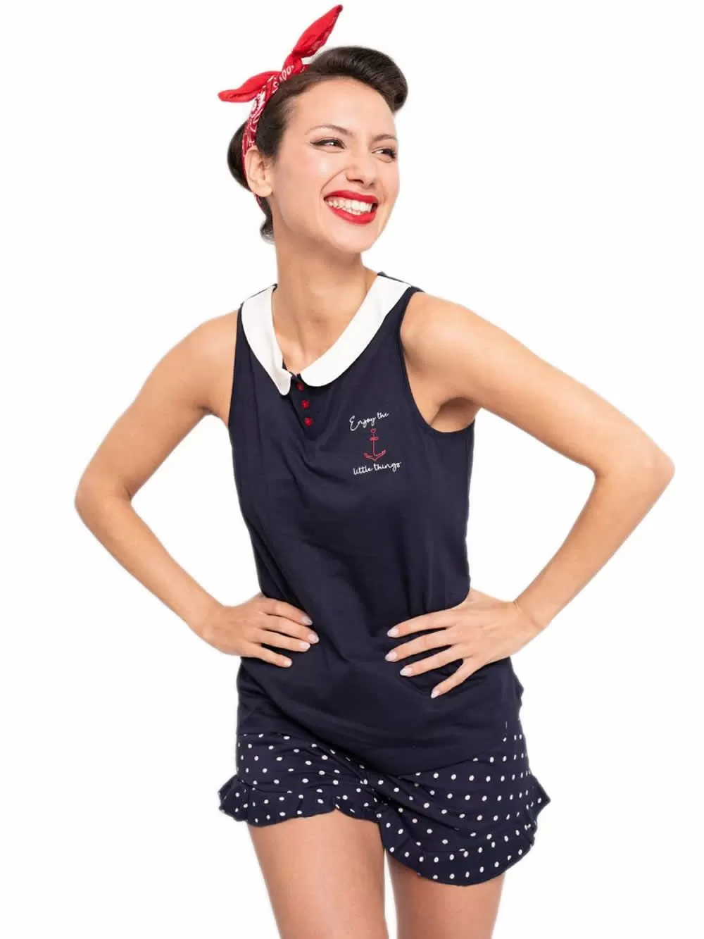 Γυναικεία Πυτζάμα MUYDEMI PinUp - 100% Βαμβακερή