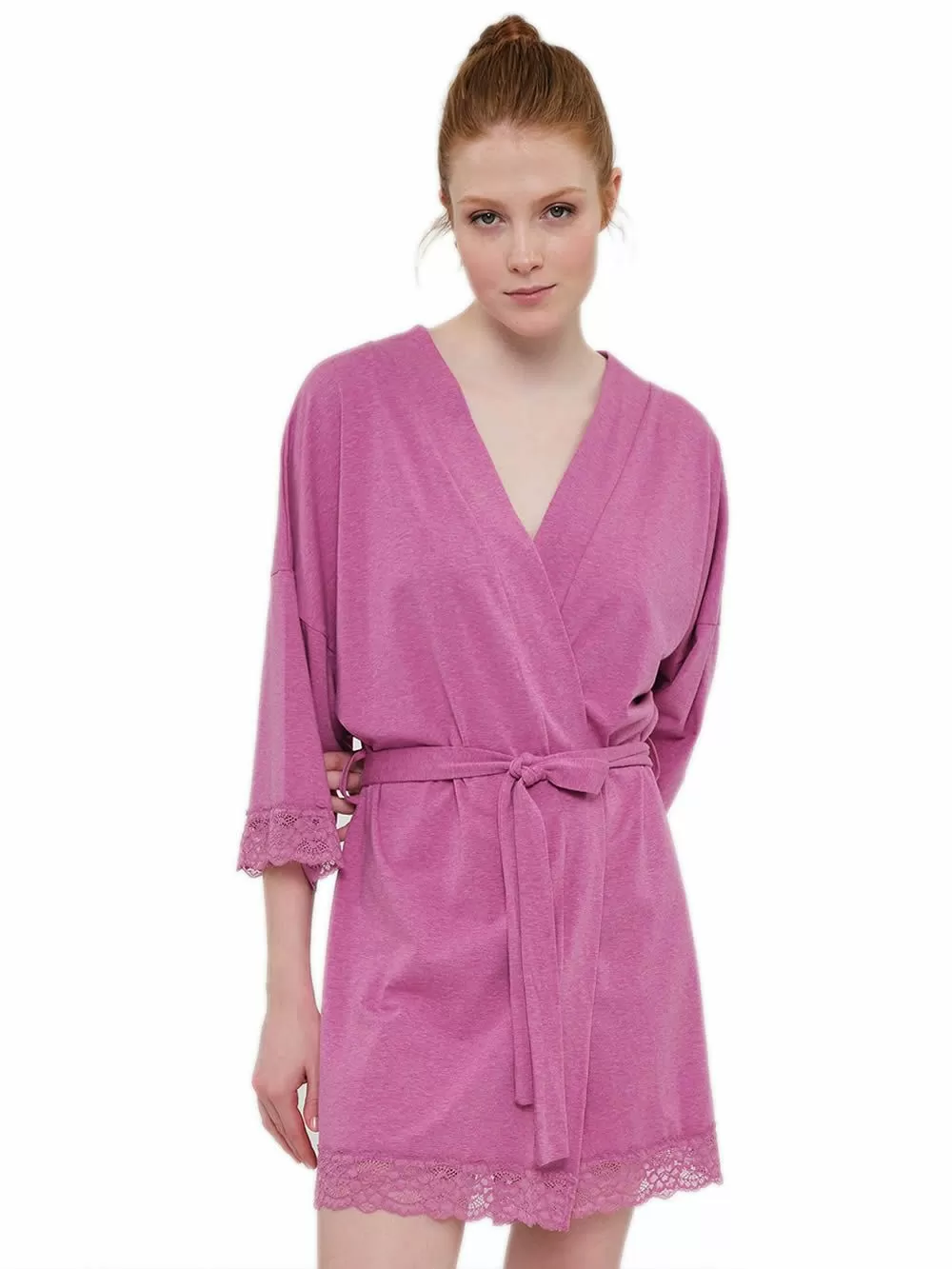 Γυναικεία Ρόμπα MUYDEMI - Ελαστικό Βαμβάκι & Δαντέλα