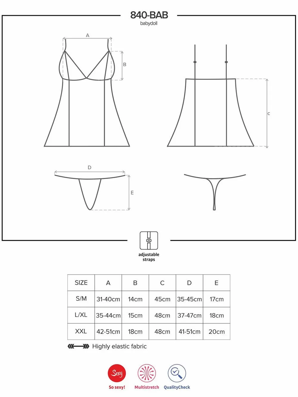 OBSESSIVE 840 Chemise & String - Σατινέ Διαφάνεια & Κέντημα - Black Deals