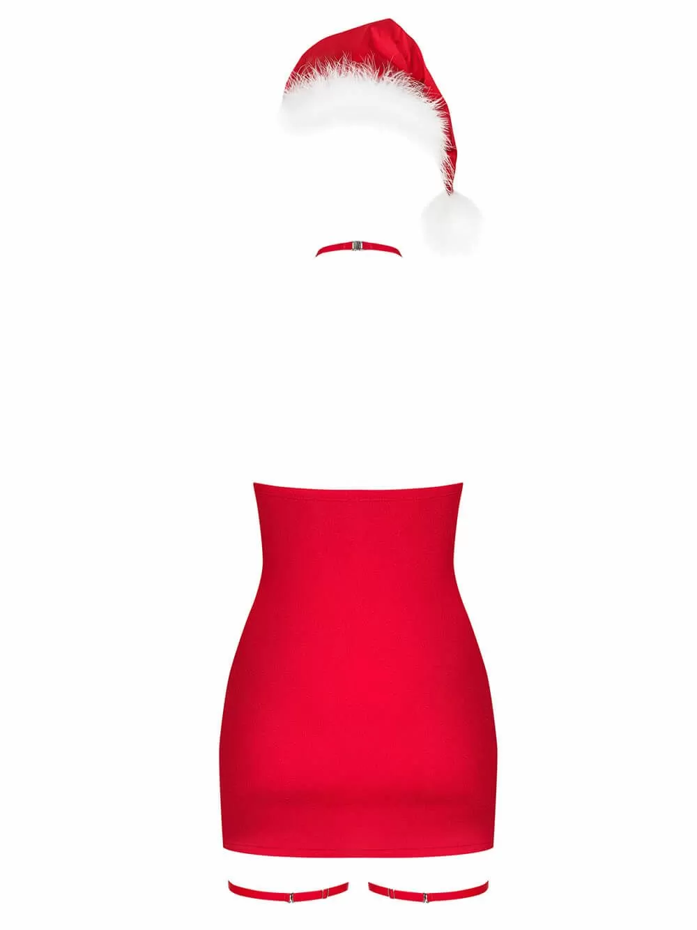 OBSESSIVE Kissmas Νυχτικό Ζαρτιέρες & Σκούφος - Σατινέ Ύφασμα 