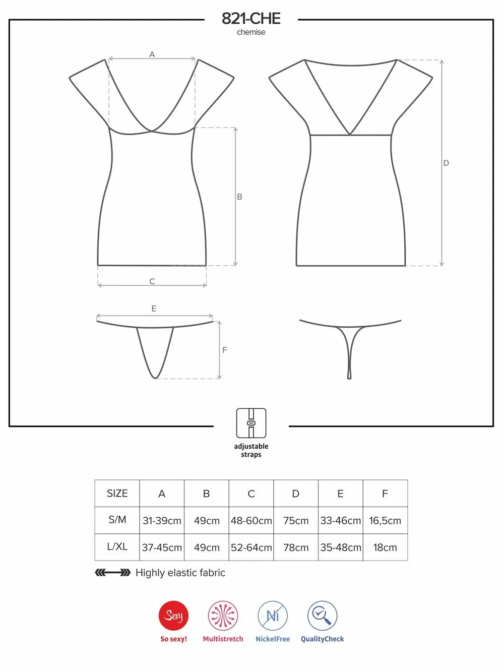 Obsessive Set Νυχτικό & String 821 - Δαντέλα & Δίχτυ 
