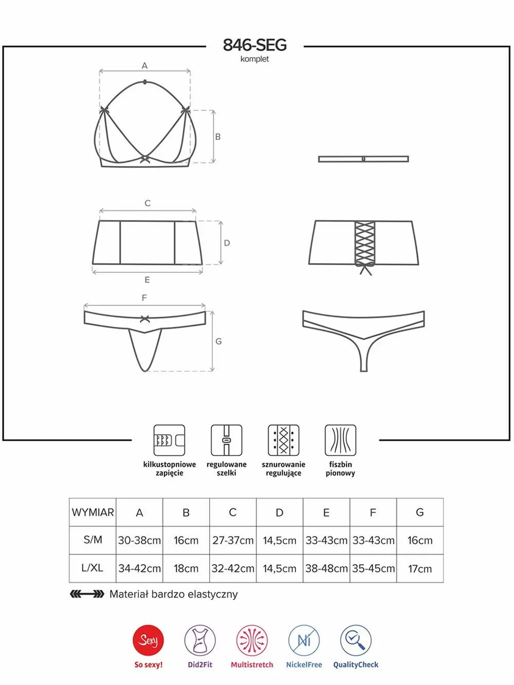OBSESSIVE 846 Set Σουτιέν String & Ζώνη - Σατέν & Floral Δαντέλα 