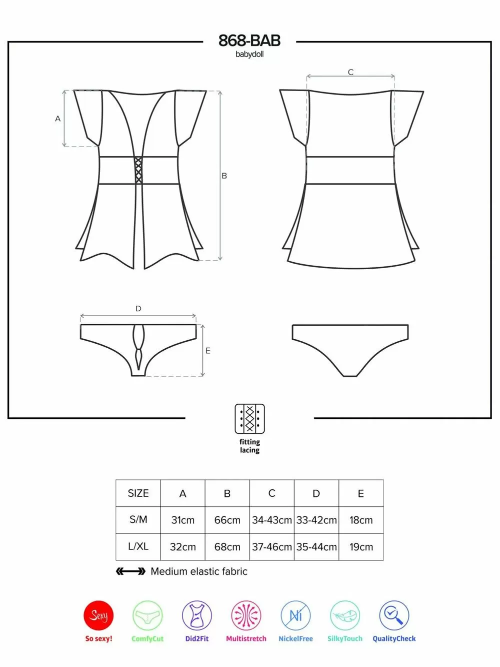 OBSESSIVE 868 Set Babydoll & String - Διαφάνεια & Δαντέλα 