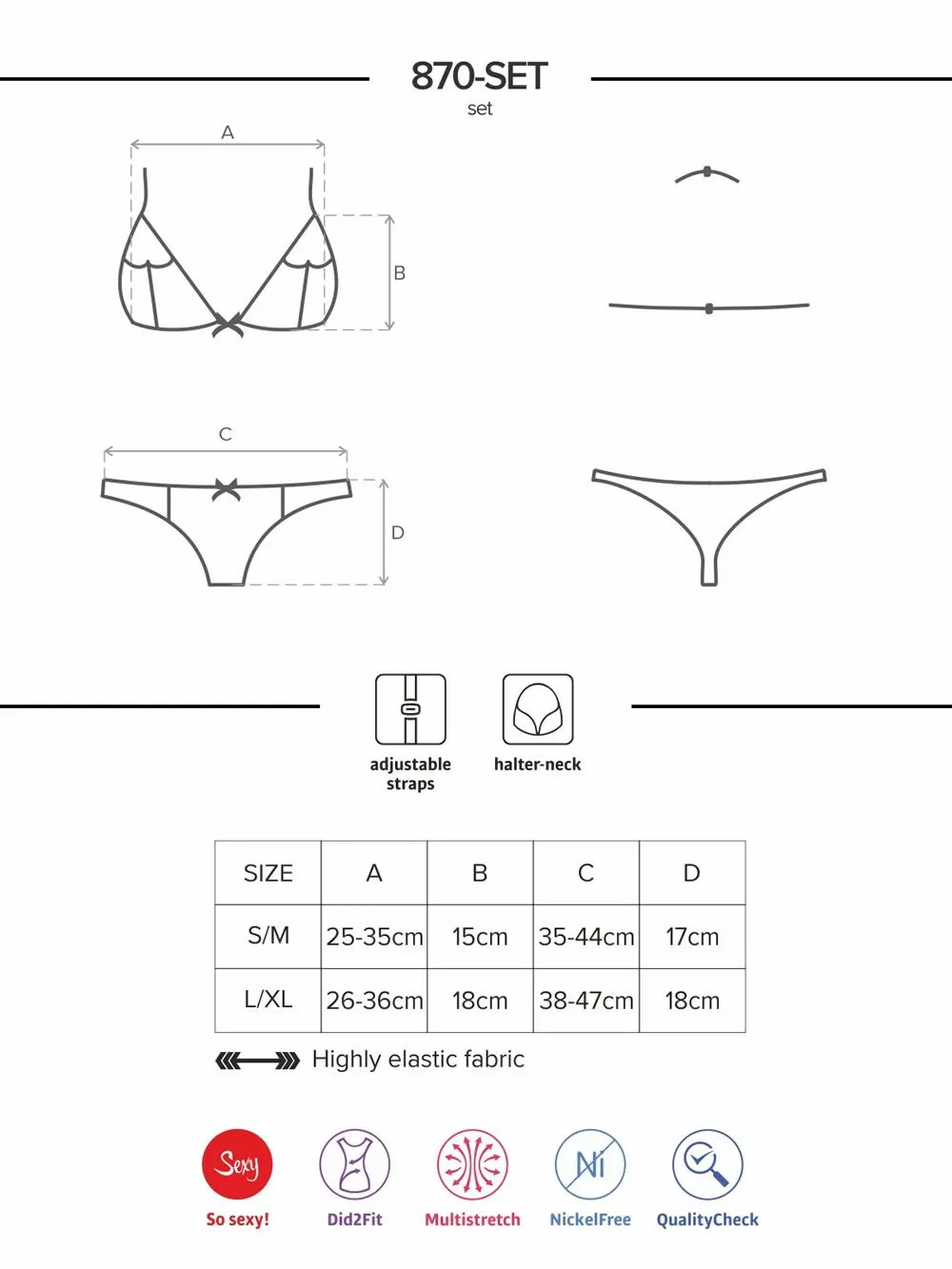 Obsessive Set 870 Σουτιέν & Brazilian String - Σατινέ Διαφάνεια & Δαντέλα 