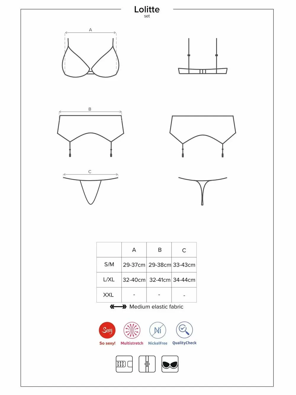 OBSESSIVE Lolitte Set Σουτιέν String & Ζαρτιέρες - Σατέν & Δαντέλα 