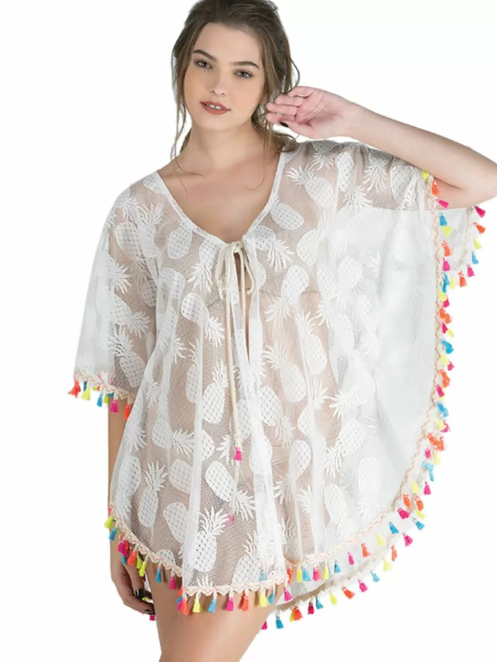 Καφτάνι RACHEL - Διχτυωτή Δαντέλα - Πον Πον