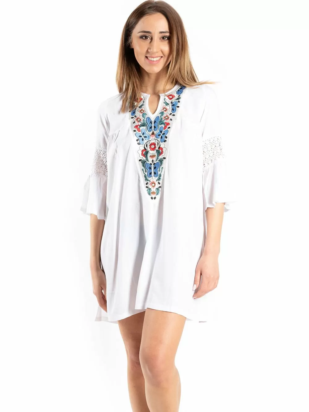 Φόρεμα Beachwear RACHEL - Αέρινο Ύφασμα - Σχέδιο Κέντημα