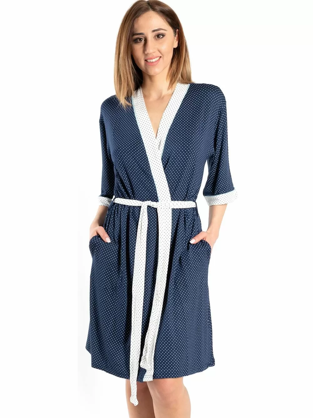 Γυναικεία Ρόμπα RACHEL - Αέρινο Viscose - Dots Πουά 
