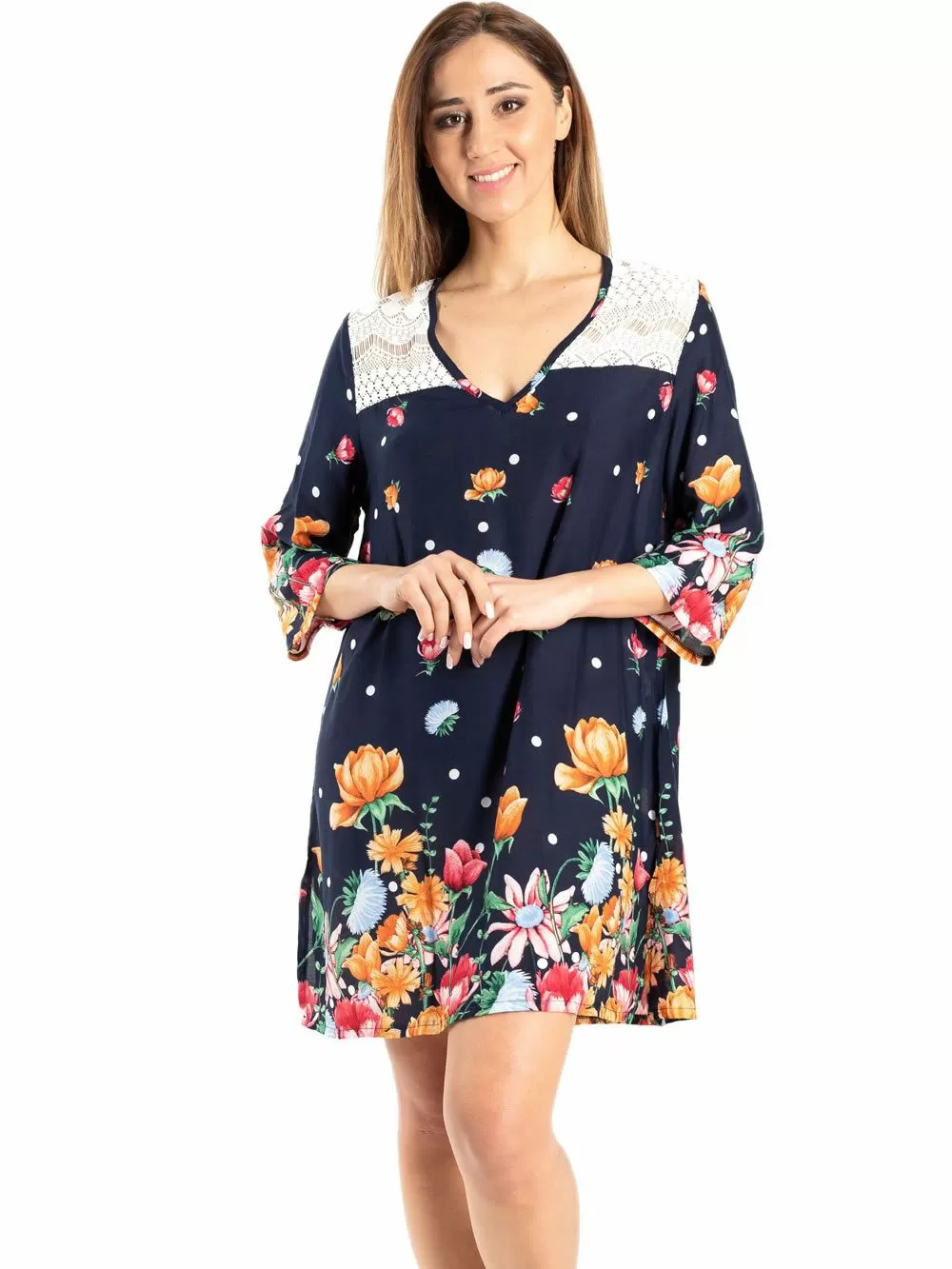 Φόρεμα Beachwear RACHEL - Αέρινο Viscose - Floral Σχέδιο