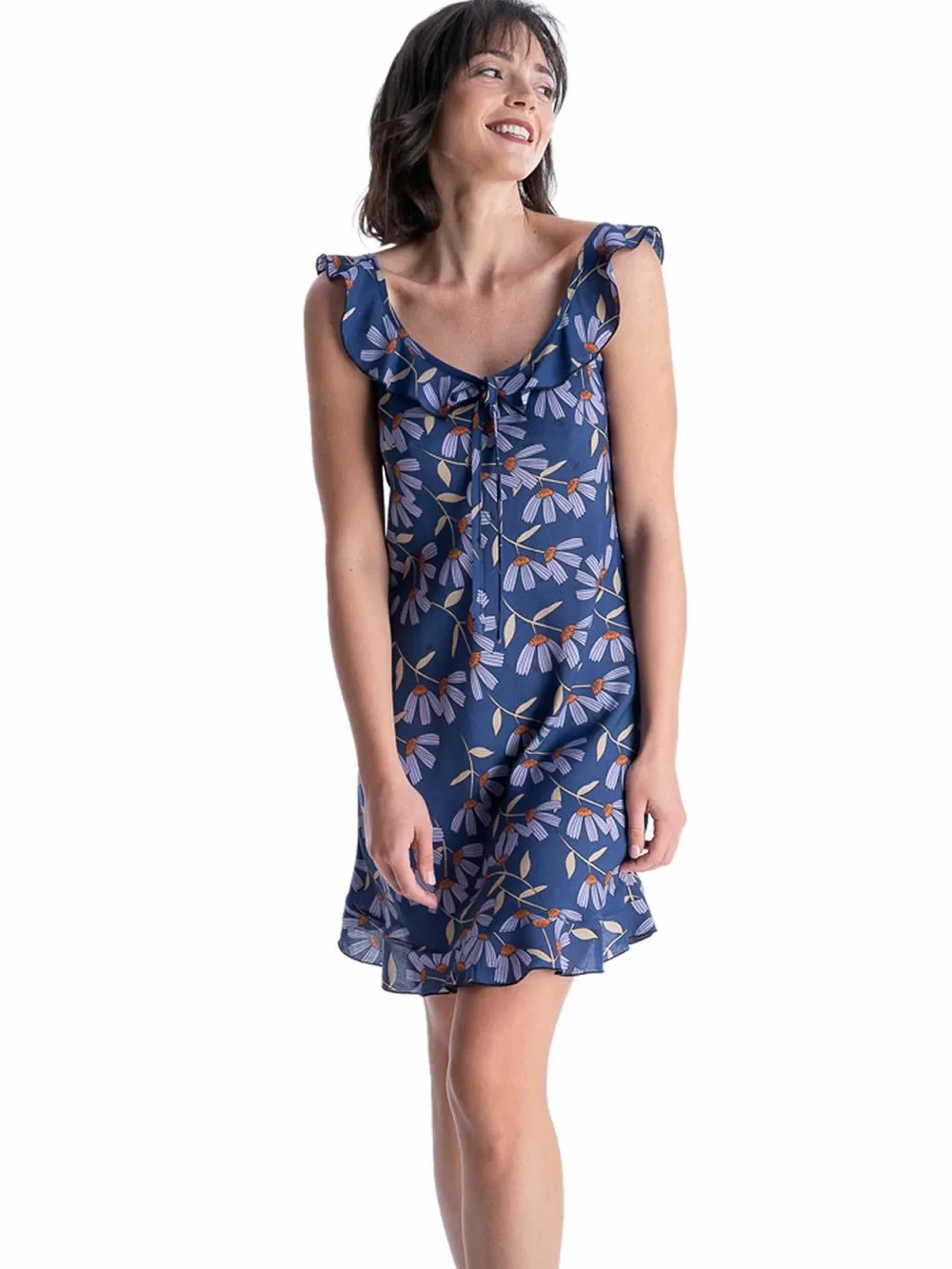 Νυχτικό RACHEL -Αέρινο Ύφασμα & Βολάν