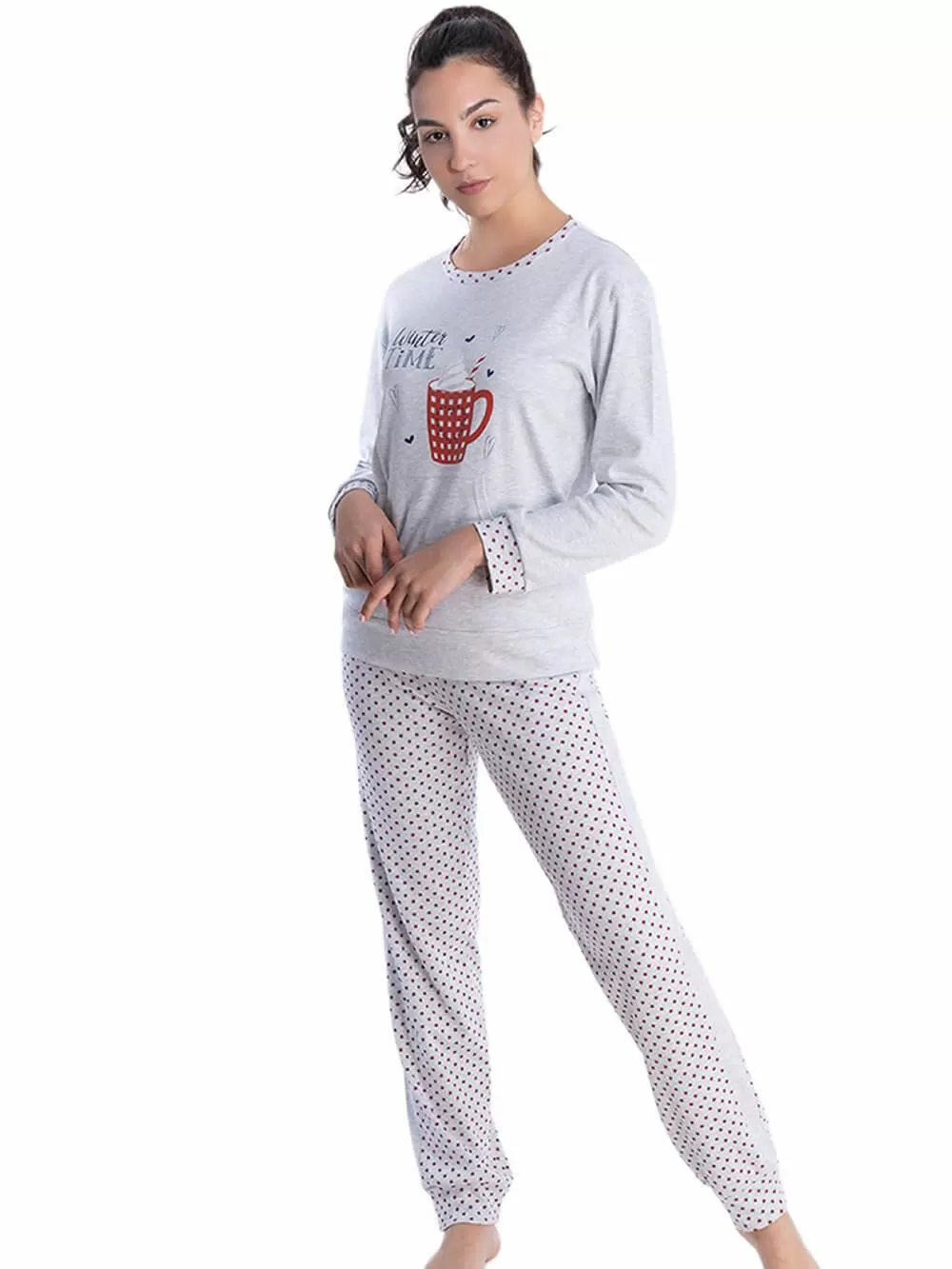 Πυτζάμα Γυναικεία RACHEL - Γεμάτο Βαμβάκι - Dots Πουά 