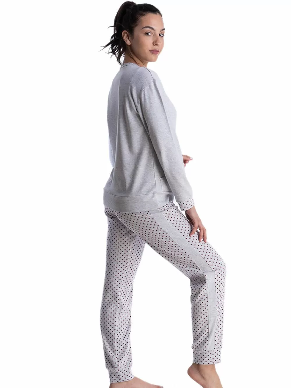 Πυτζάμα Γυναικεία RACHEL - Γεμάτο Βαμβάκι - Dots Πουά 