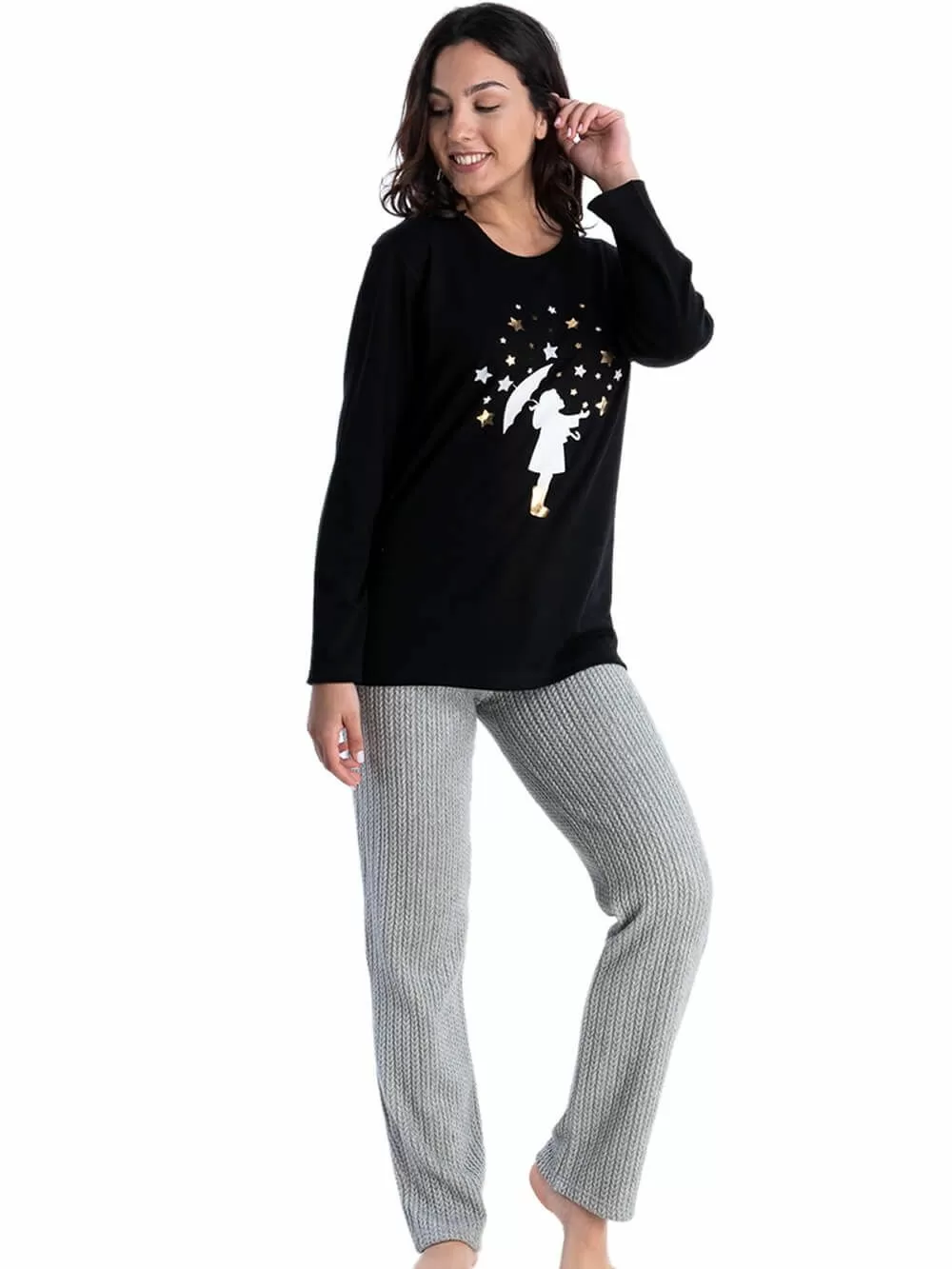 Πυτζάμα Γυναικεία RACHEL - Ποιοτικό Βαμβάκι - Πλεκτό Παντελόνι 