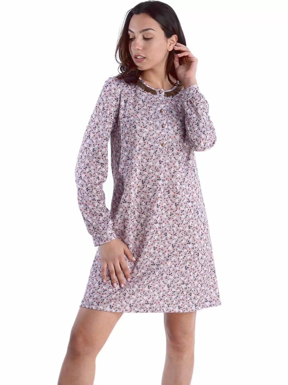 Νυχτικό RACHEL - Ποιοτικό Βαμβάκι - Floral Σχέδιο & Κουμπιά