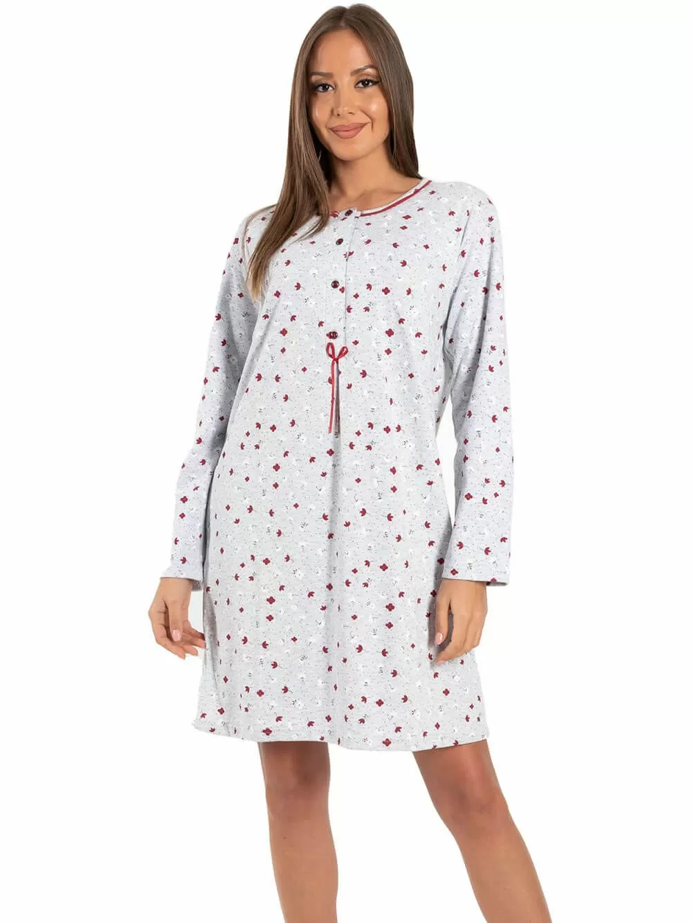 Νυχτικό RACHEL - Γεμάτο Βαμβάκι -Floral Σχέδιο & Κουμπιά