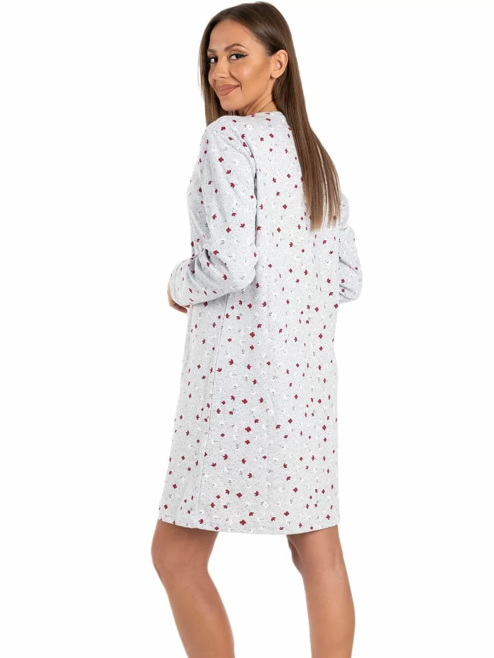 Νυχτικό RACHEL - Γεμάτο Βαμβάκι -Floral Σχέδιο & Κουμπιά