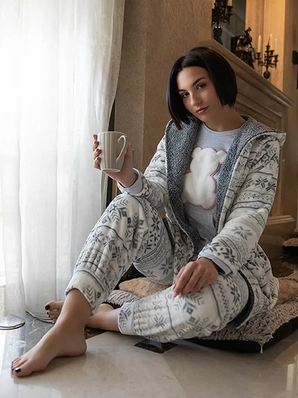 Πυτζάμα Γυναικεία RACHEL Teddy Bear - 100% Βαμβακερή - Γούνινο Σχέδιο 