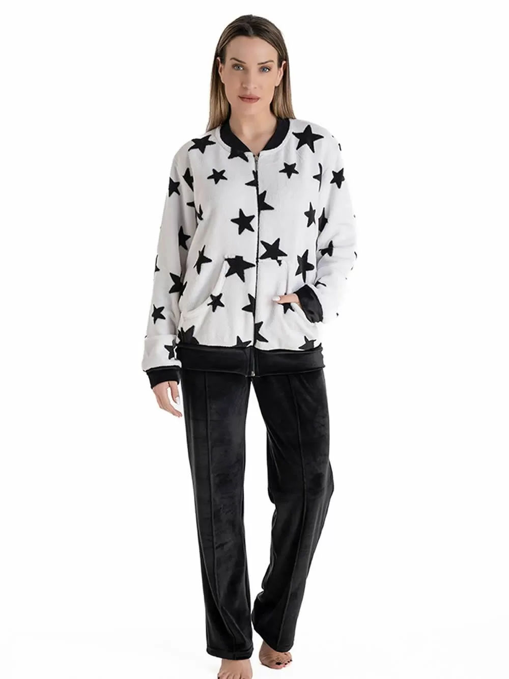 Γυναικεία Πυτζάμα RACHEL Stars - Ζεστό & Απαλό Fleece