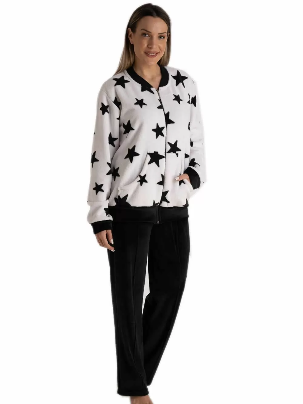 Γυναικεία Πυτζάμα RACHEL Stars - Ζεστό & Απαλό Fleece