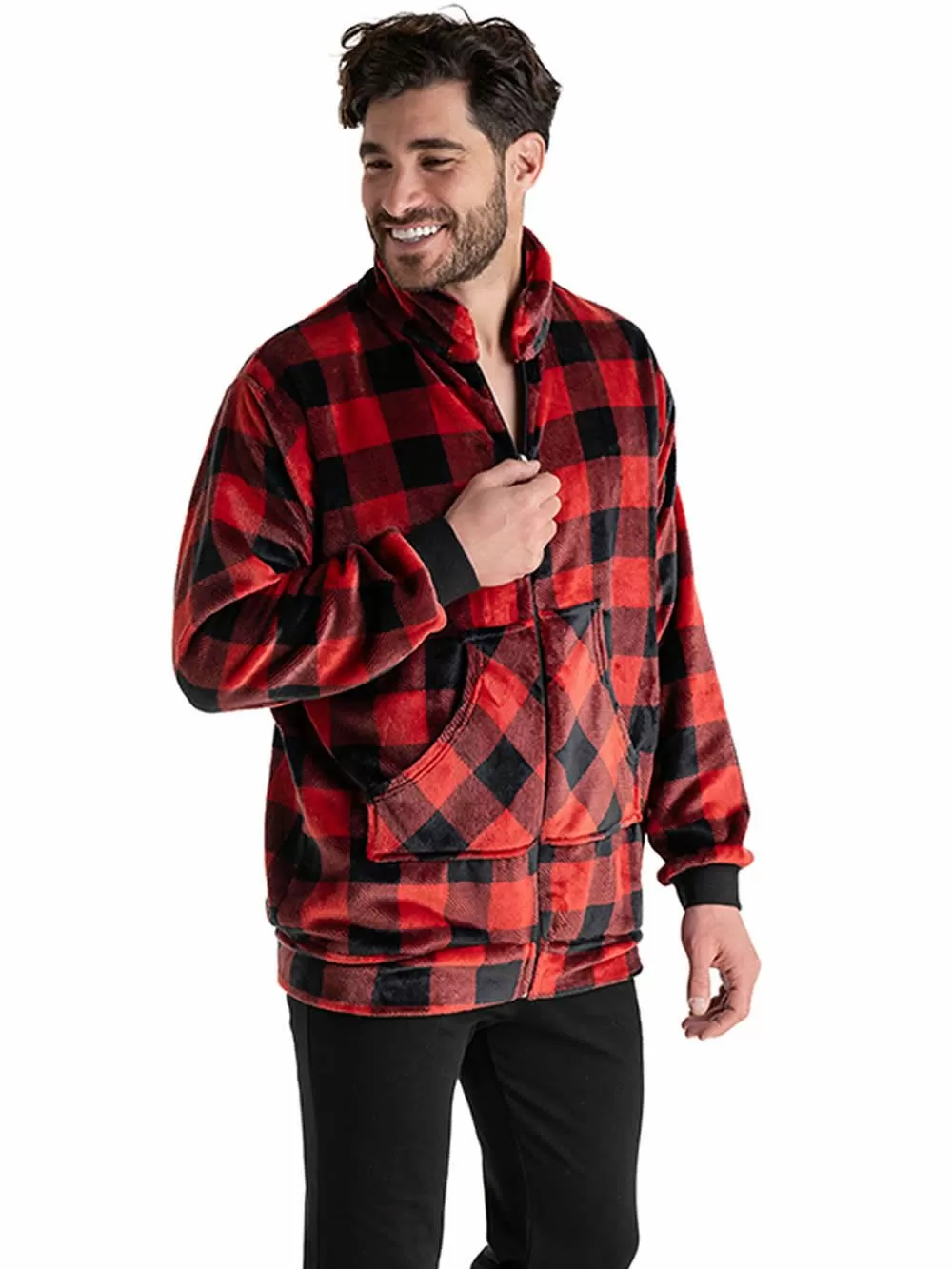 Ανδρική Ζακέτα RACHEL - Βελούδινο Fleece - Καρό Σχέδιο