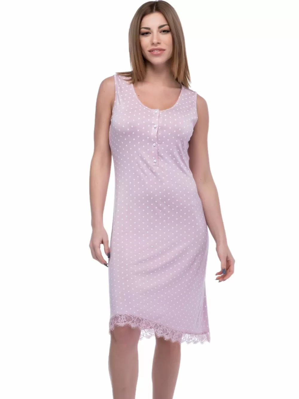 Νυχτικό SECRET POINT - Αέρινο Ύφασμα - Κουμπιά & Δαντέλα 