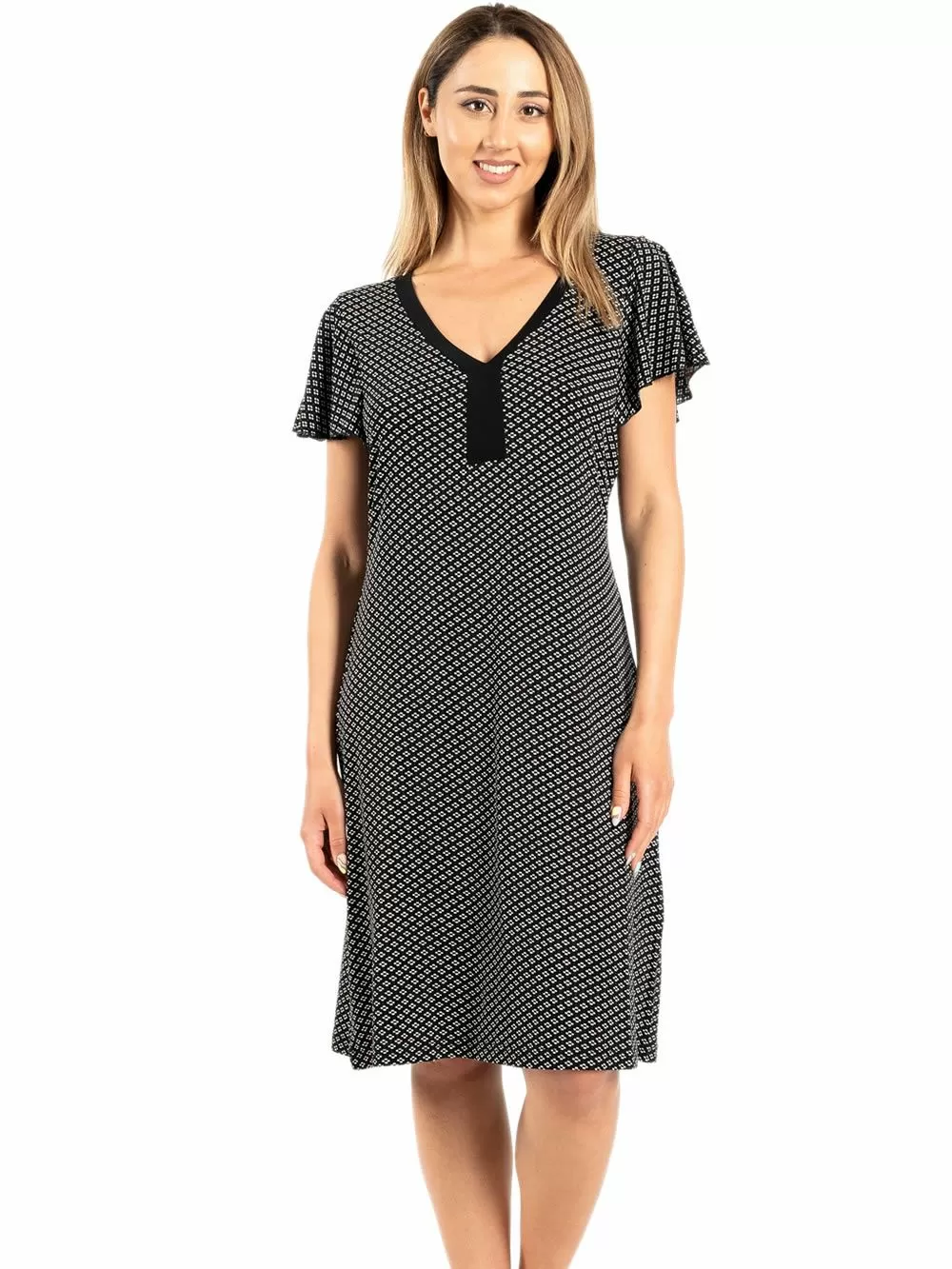 Φόρεμα SECRET POINT - Απαλό Viscose - All Over Σχέδιο 