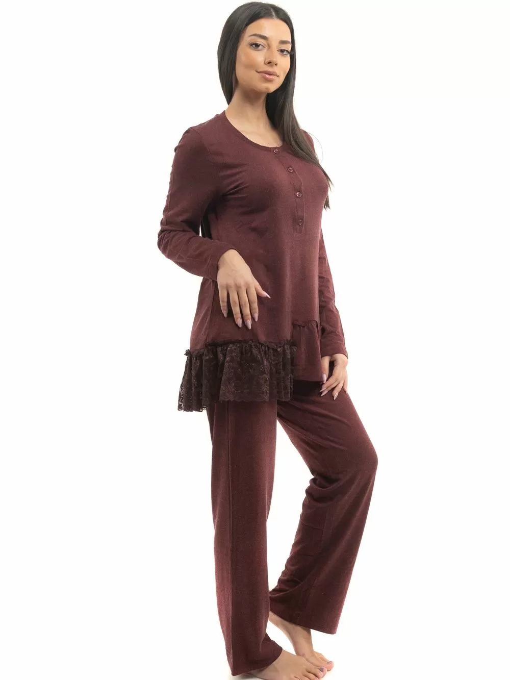 Πυτζάμα SECRET POINT - Απαλό Viscose & Σχέδιο Δαντέλα - Νέα Μαμά 