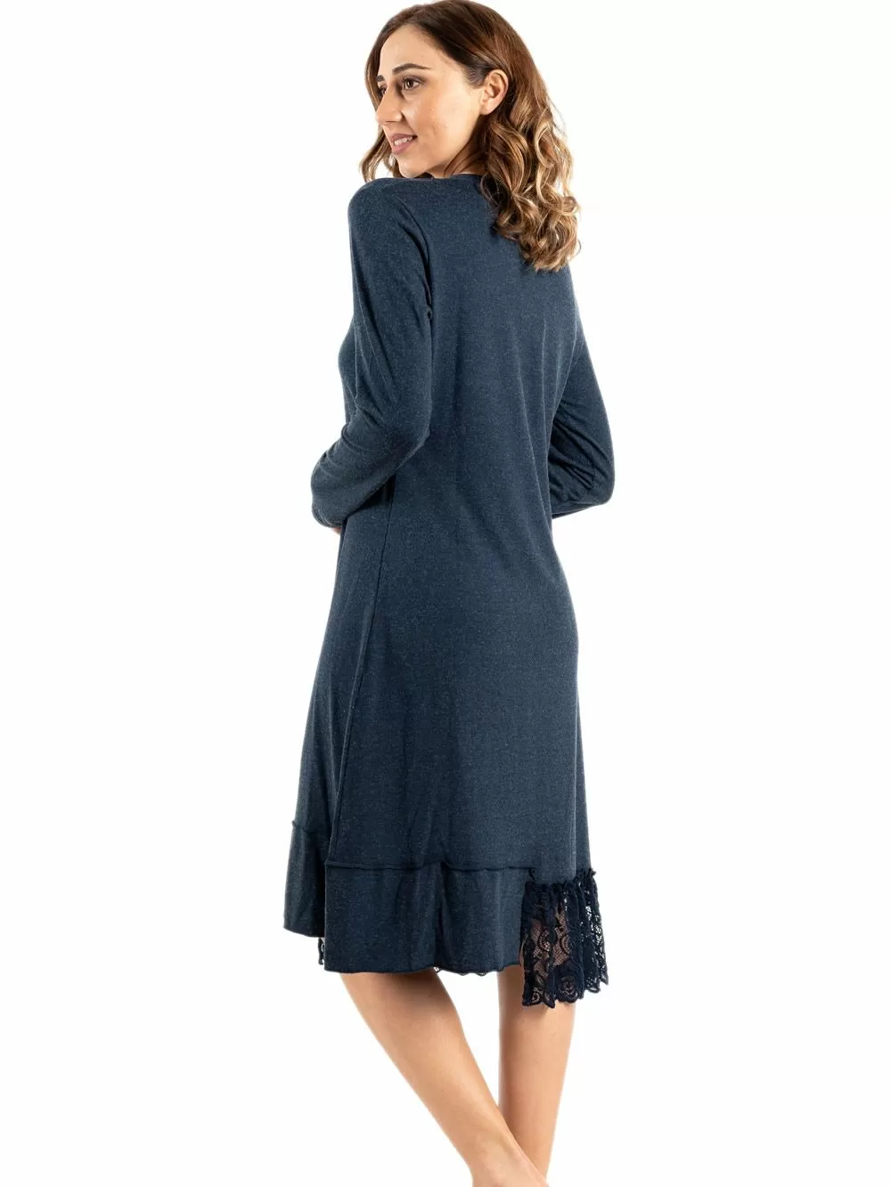 Νυχτικό SECRET POINT - Απαλό Viscose & Δαντέλα - Κουμπιά