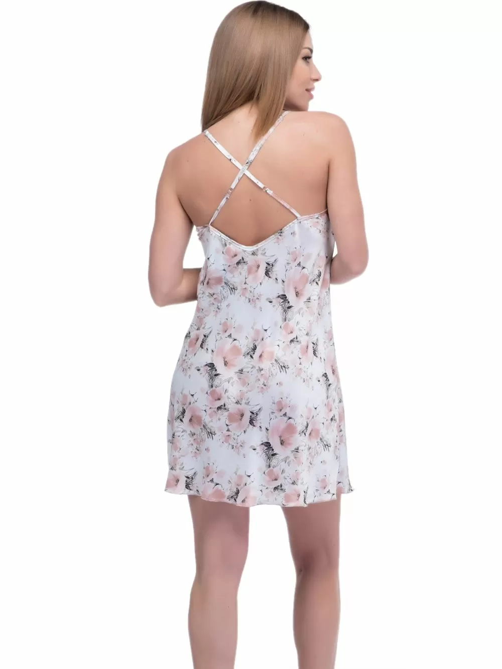 Νυχτικό SECRET POINT - Απαλό Σατέν - Floral Σχέδιο 