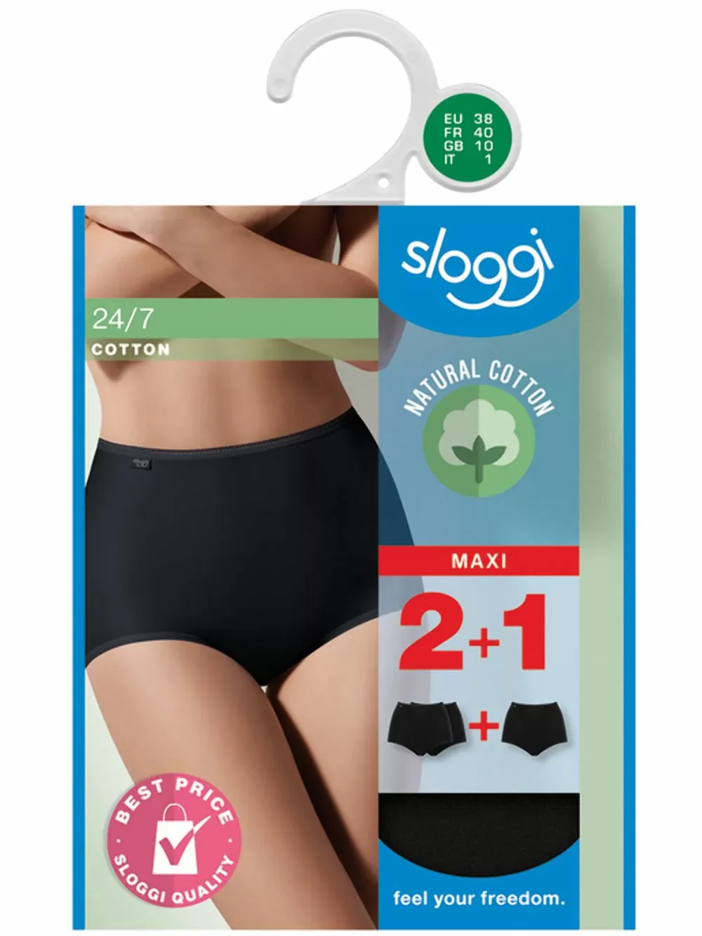 Sloggi 24/7 Cotton Maxi - Ολόσωμο Σλιπ 4/4 - Απαλό Βαμβάκι - Πακέτο με 3