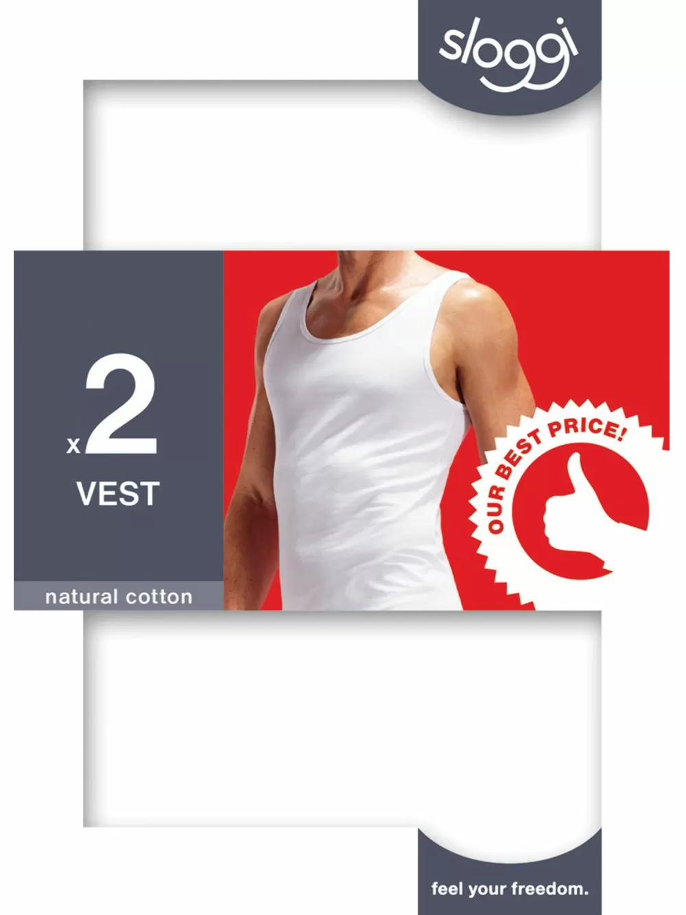 SLOGGI 24/7 SH02 Vest - Αντρική Φανέλα με Τιράντα - Ελαστικό Βαμβάκι - 2 Τεμάχια