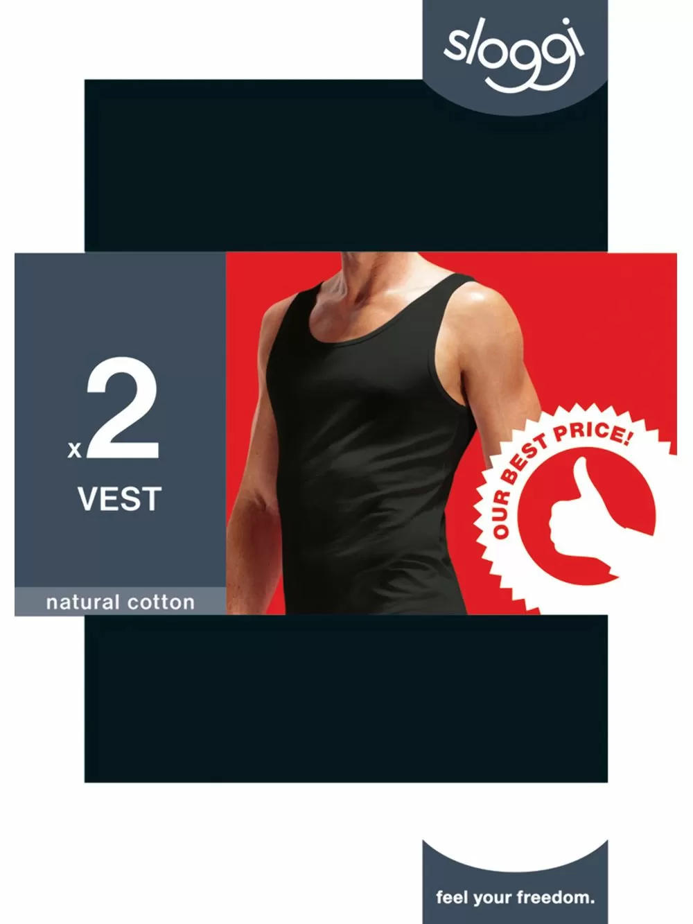 SLOGGI 24/7 SH02 Vest - Αντρική Φανέλα με Τιράντα - Ελαστικό Βαμβάκι - 2 Τεμάχια