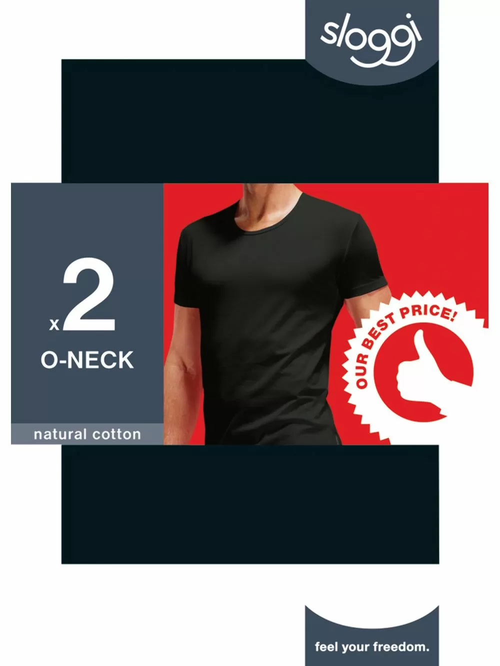 SLOGGI 24/7 SH03 Neck - Αντρική Κοντομάνικη Φανέλα - Ελαστικό Βαμβάκι - 2 Τεμάχια 