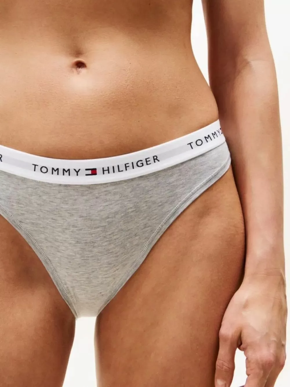 TOMMY HILFIGER Γυναικείο Slip Κανονικό Icon Logo Γκρι - Οργανικό Βαμβάκι & Modal