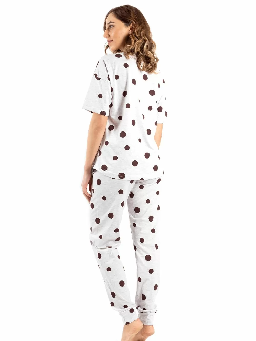 Πυτζάμα Γυναικεία VIENETTA - 100% Βαμβάκι - Dots Πουά 
