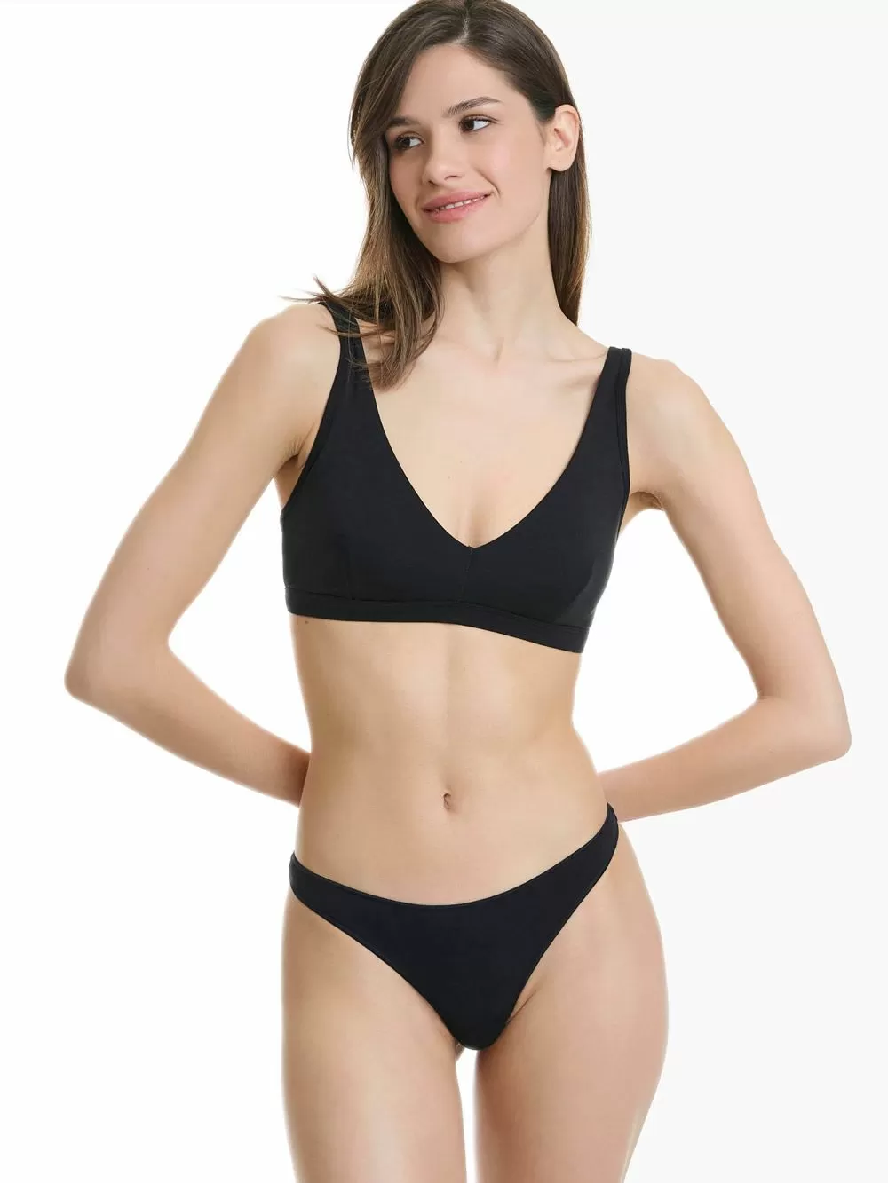 WALK Γυναικείο String Μαύρο - Πολύ Απαλό Bamboo - Πακέτο με 2 