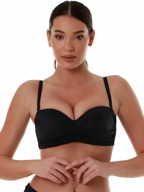Μαγιό BLUEPOINT Solids Σουτιέν Μπικίνι Strapless Μαύρο - Μεγάλο Στήθος