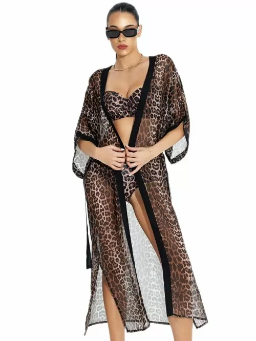 Beachwear BLUEPOINT Κιμονό Θαλάσσης Wild Cat - Αέρινο Ύφασμα