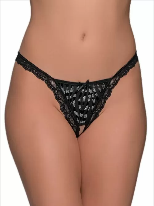 MILENA BY PARIS G-String - Βελούδο Lurex & Δαντέλα - Ανοιχτό Καβάλο