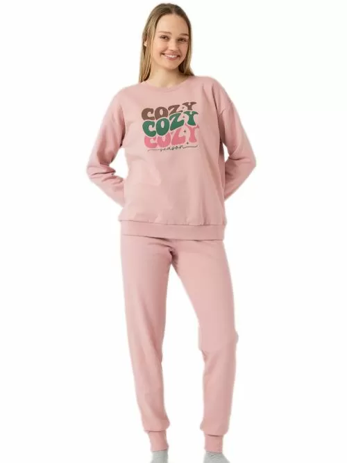 Γυναικεία Homewear Φόρμα MINERVA Day Starts Φούτερ - 100% Βαμβάκι 